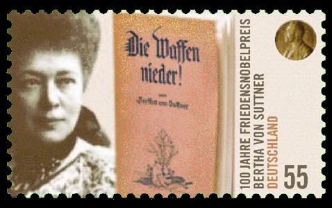 Briefmarke: Bertha Freifrau von Suttner 55c Deutschland 2005
