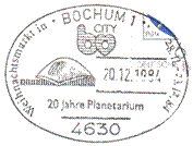 Sonderstempel 20 Jahre Planetarium Bochum